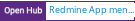 Open Hub project report for Redmine App menu Adds plugin